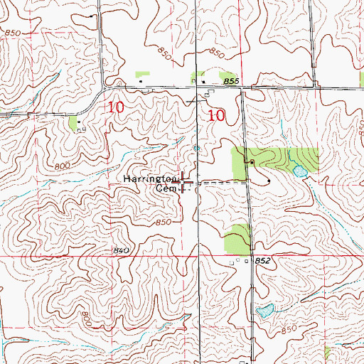 Topographic Map of Harrington Cemetery, IA
