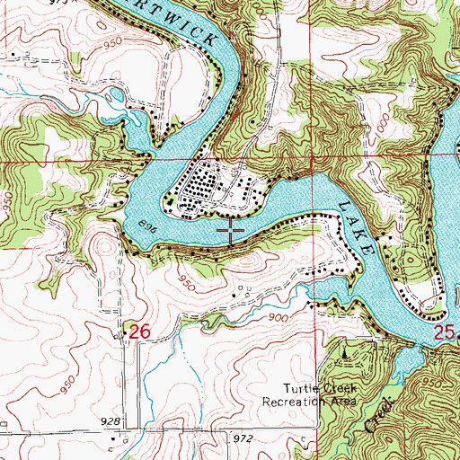 Topographic Map of Hartwick Lake, IA