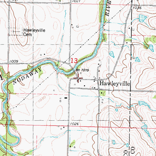 Topographic Map of Hawleyville, IA