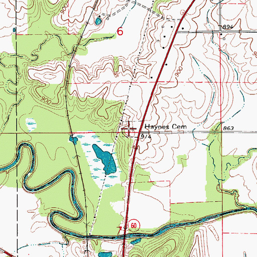 Topographic Map of Haynes Cemetery, IA