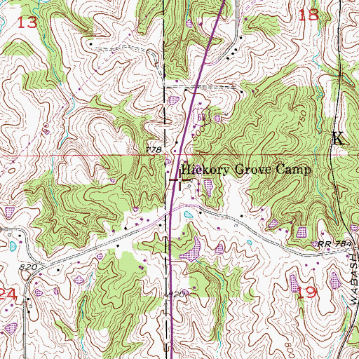 Topographic Map of Hickory Grove Camp, IA