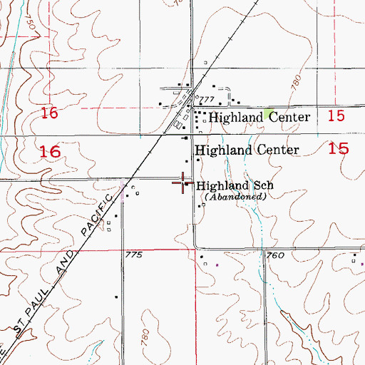 Topographic Map of Highland School, IA