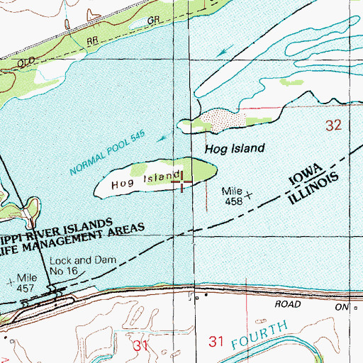 Topographic Map of Hog Island, IA