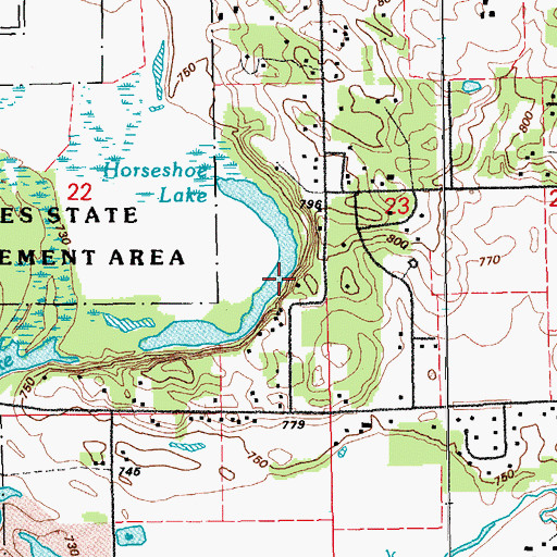 Topographic Map of Horseshoe Lake, IA