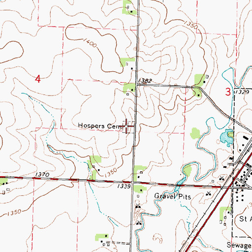 Topographic Map of Hospers Cemetery, IA