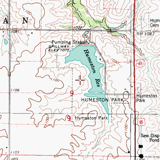 Topographic Map of Humeston Park, IA
