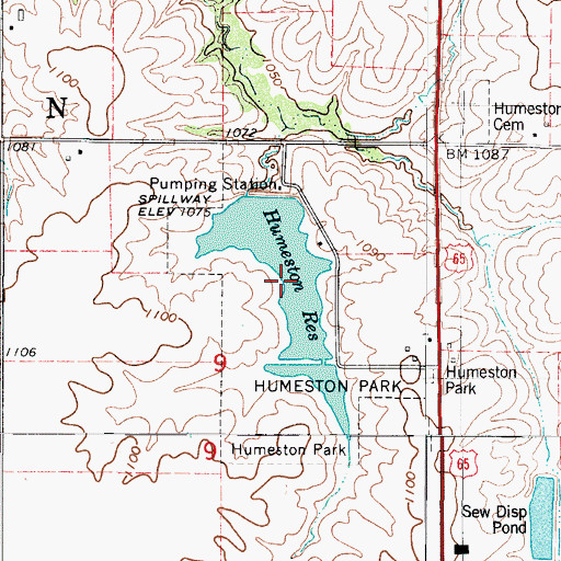 Topographic Map of Humeston Reservoir, IA