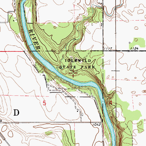 Topographic Map of Idlewild State Park, IA