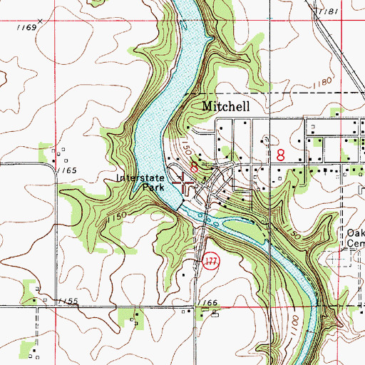 Topographic Map of Interstate Park, IA
