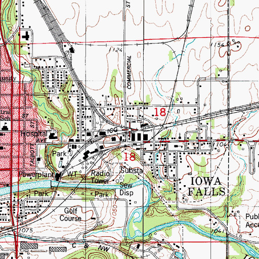 Topographic Map of Iowa Falls, IA