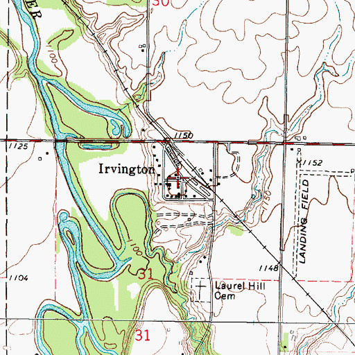 Topographic Map of Irvington, IA