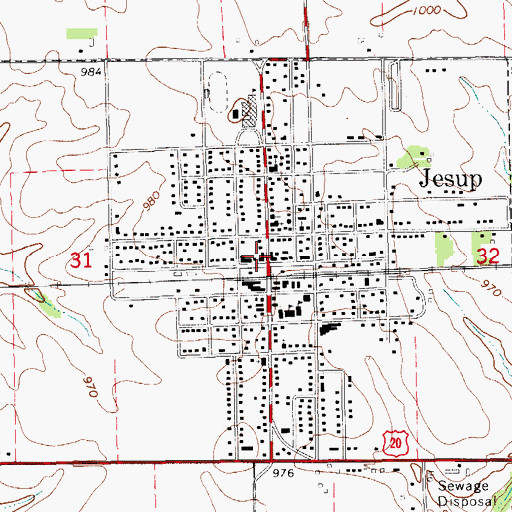 Topographic Map of Jesup, IA