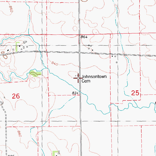 Topographic Map of Johnson Town Cemetery, IA