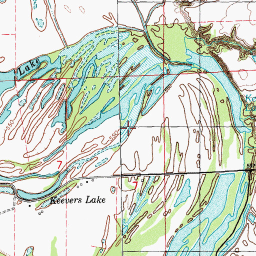 Topographic Map of Keevers Lake, IA