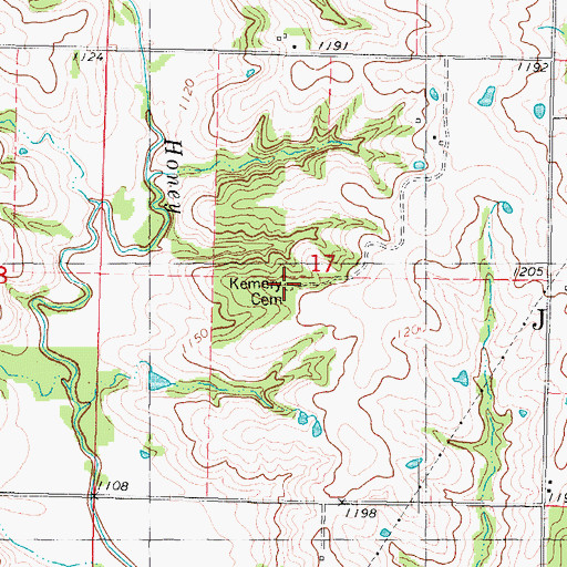 Topographic Map of Kemery Cemetery, IA