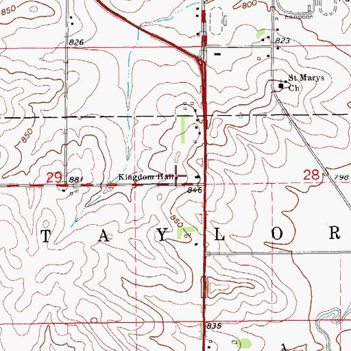 Topographic Map of Kingdom Hall, IA