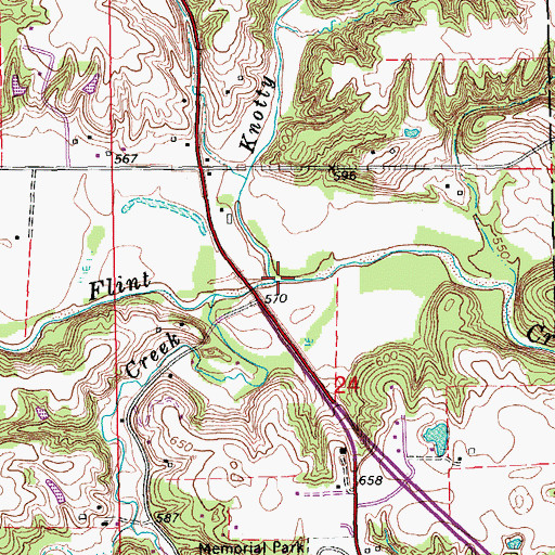 Topographic Map of Knotty Creek, IA