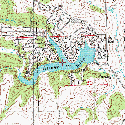 Topographic Map of Leisure Lake, IA