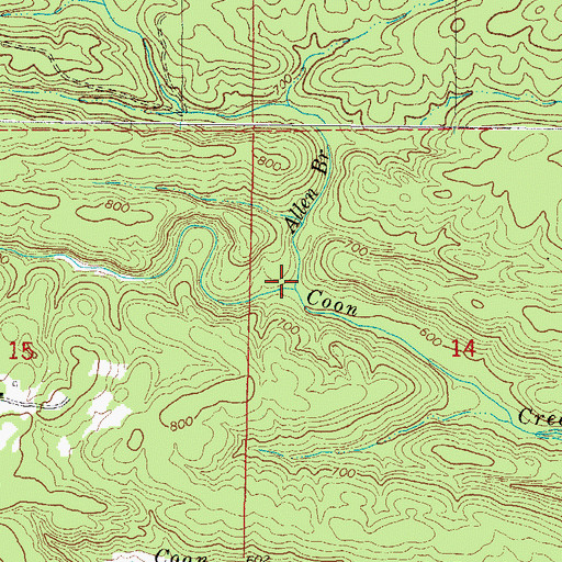 Topographic Map of Allen Branch, AR