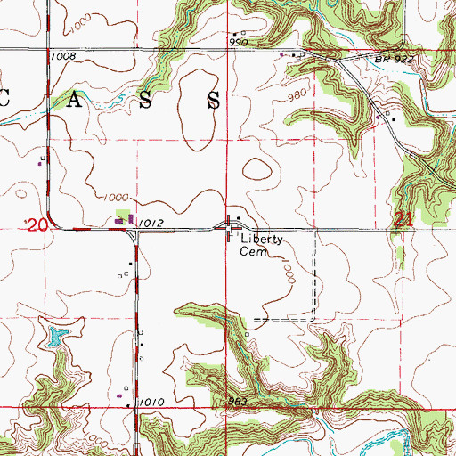 Topographic Map of Liberty Cemetery, IA