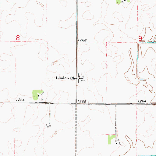 Topographic Map of Linden Church, IA