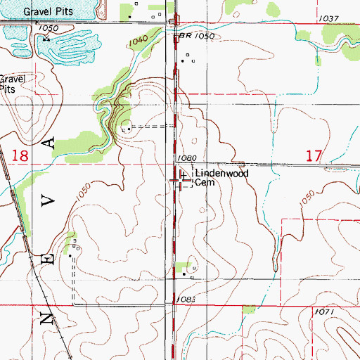 Topographic Map of Lindenwood Cemetery, IA
