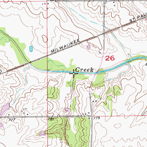 Topographic Map of Little Cedar Creek, IA