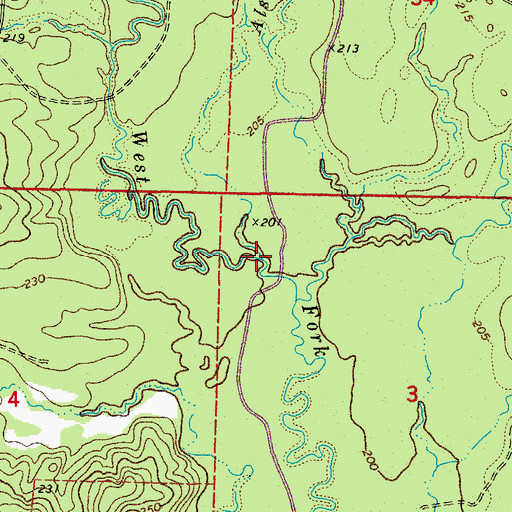 Topographic Map of Alsobrook Slough, AR