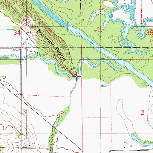 Topographic Map of Little Minerva Branch, IA