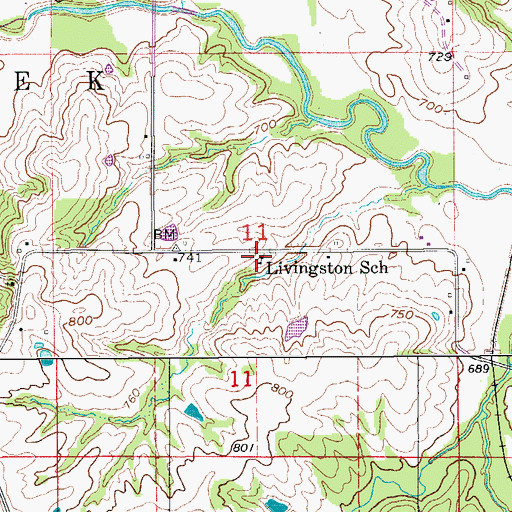 Topographic Map of Livingston School, IA