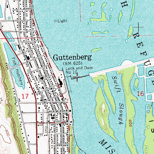 Topographic Map of Lock and Dam No, IA