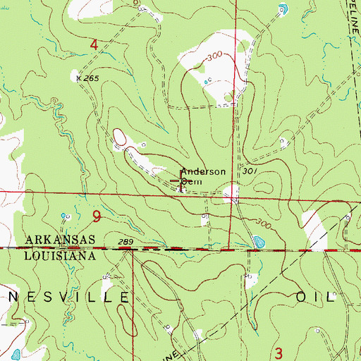 Topographic Map of Anderson Cemetery, AR