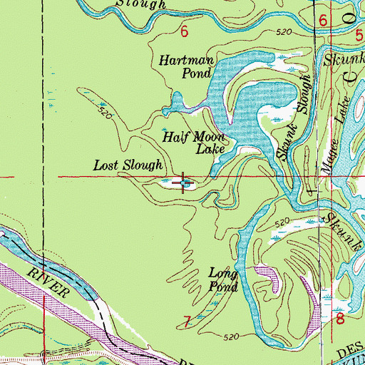 Topographic Map of Lost Slough, IA