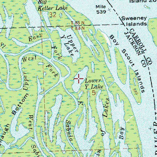 Topographic Map of Lower Y Lake, IA