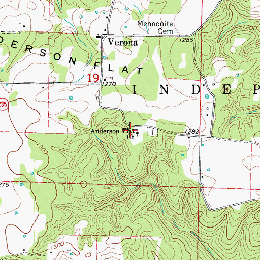Topographic Map of Anderson Flat Church, AR