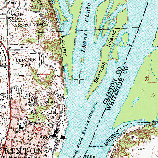 Topographic Map of Lyons Chute, IA