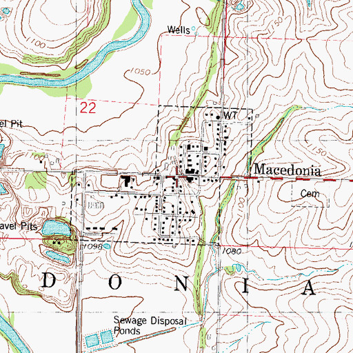 Topographic Map of Macedonia, IA