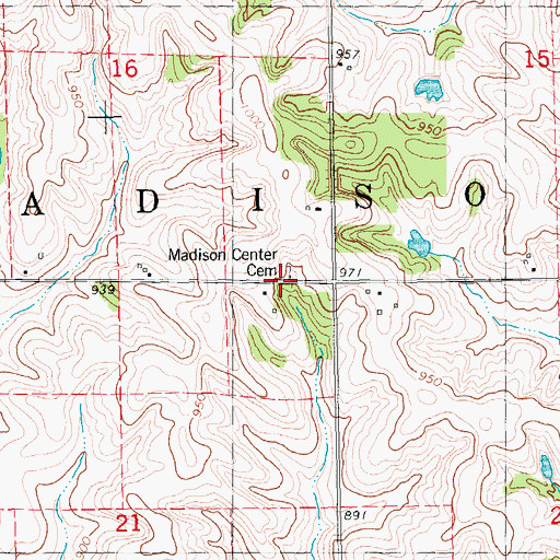 Topographic Map of Madison Center Cemetery, IA