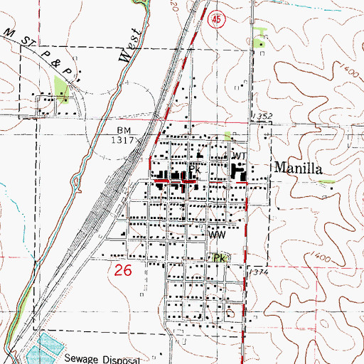 Topographic Map of Manilla, IA
