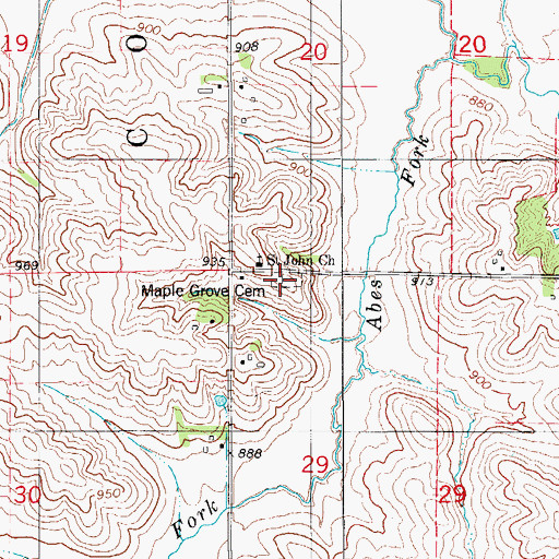 Topographic Map of Maple Grove Cemetery, IA