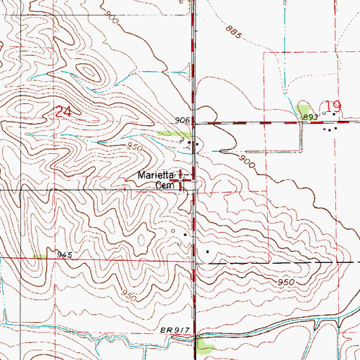Topographic Map of Marietta Cemetery, IA