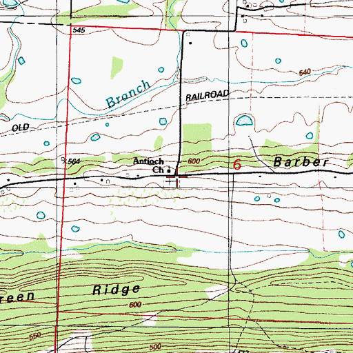 Topographic Map of Antioca Cemetery, AR