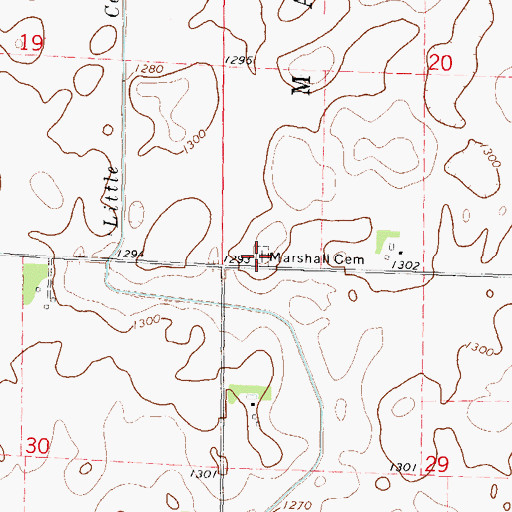 Topographic Map of Marshall Cemetery, IA