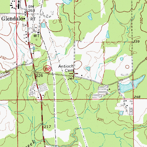 Topographic Map of Antioch Cemetery, AR