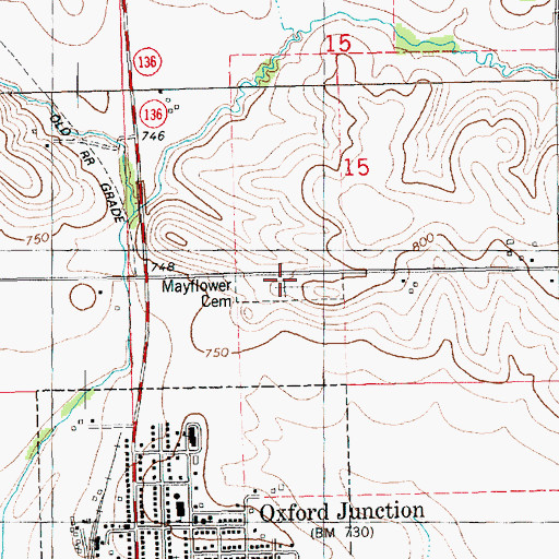 Topographic Map of Mayflower Cemetery, IA