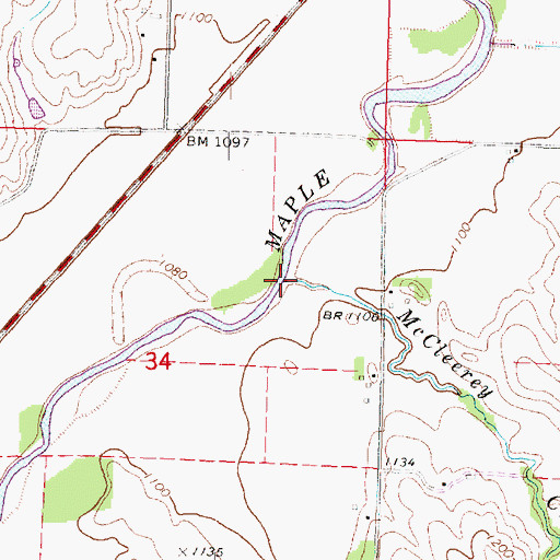 Topographic Map of McCleerey Creek, IA