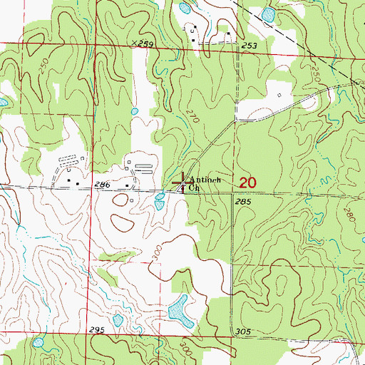 Topographic Map of Antioch Church, AR