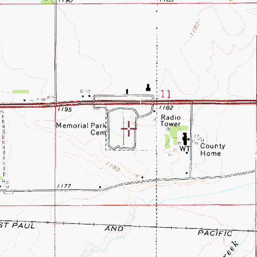 Topographic Map of Memorial Park Cemetery, IA