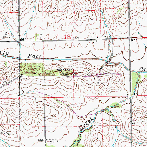 Topographic Map of Mentzer Cemetery, IA