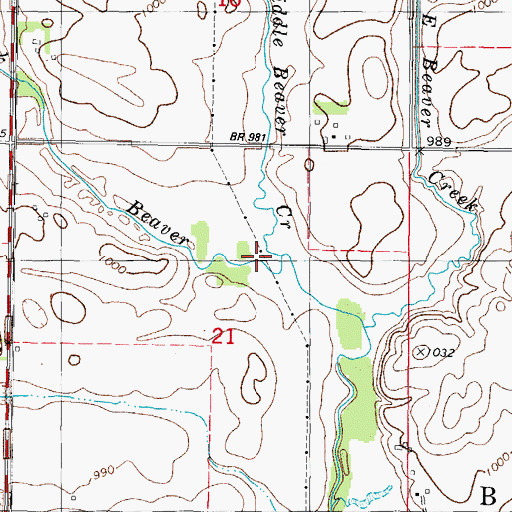 Topographic Map of Middle Beaver Creek, IA